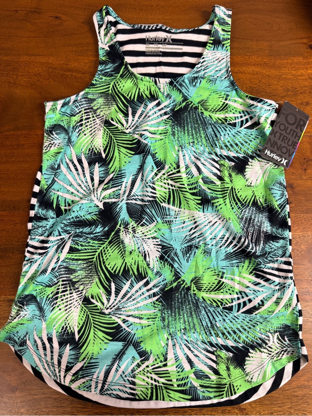 Brand New- Girl’s Hurley Green Teal Black Tropical Palm Tank